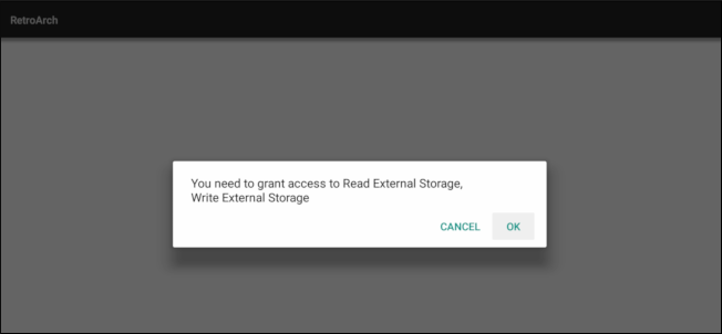 Запрос доступа к хранилищу от RetroArch