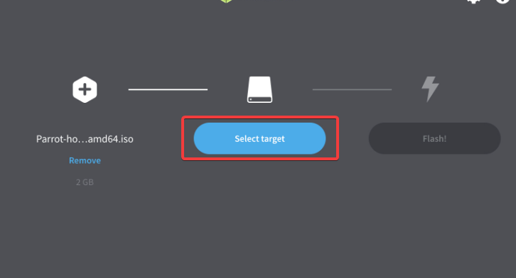 Balena Etcher — выбор USB-накопителя в качестве цели