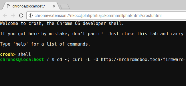 Выбор опции замены прошивки в скрипте mrchromebox