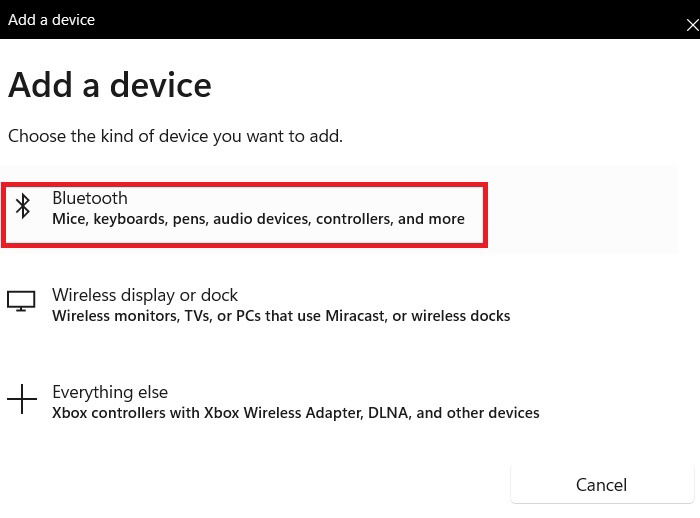 Выбор типа устройства: Bluetooth или беспроводной дисплей