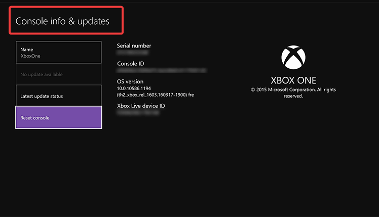 Информация о консоли и обновления