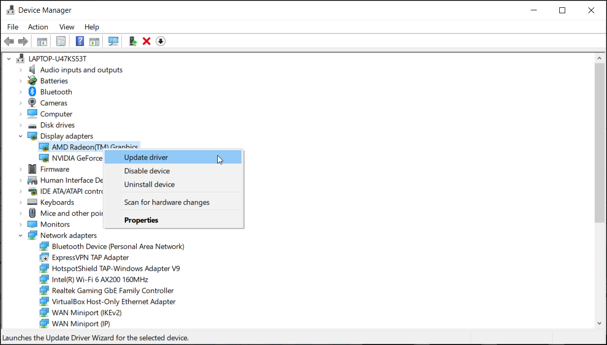 update display adapter driver