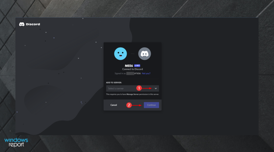 Выбор сервера и подтверждение продолжения