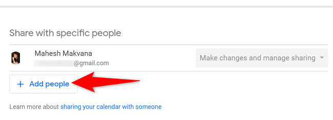 Кнопка Добавить людей в разделе доступа конкретным людям
