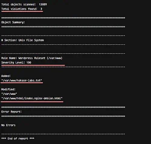 Wordpress 규칙 위반 검사 화면