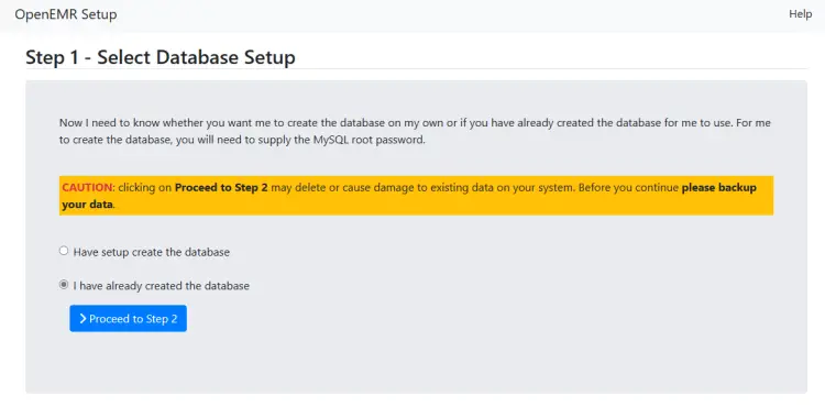 Мастер настройки базы данных