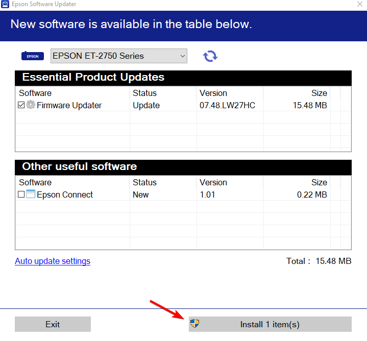 Окно программы принтера — выбор модели и обновления прошивки