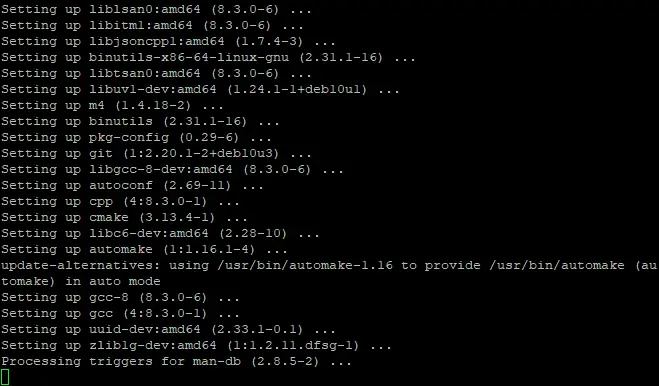 Установка зависимостей: пример вывода