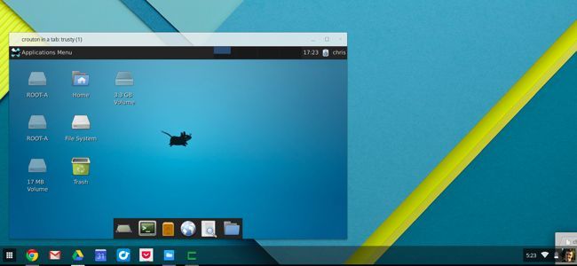 Linux в вкладке браузера на Chromebook