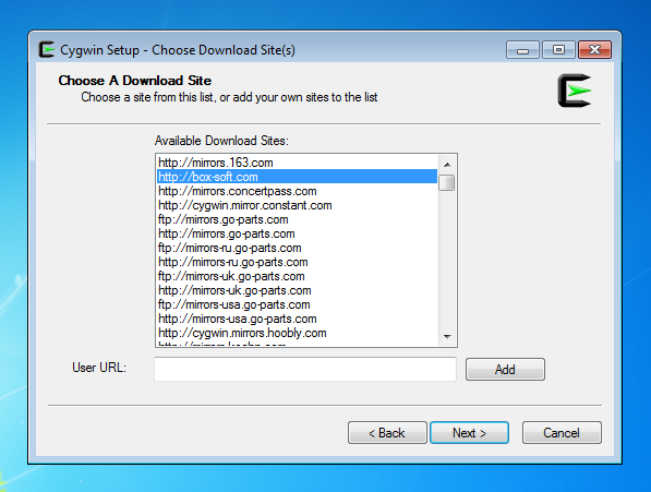 Список зеркал для загрузки пакетов Cygwin