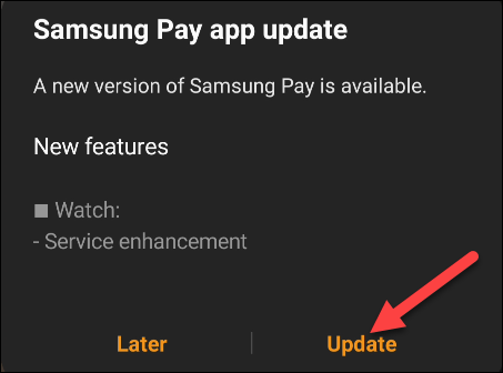 Обновление Samsung Pay доступно