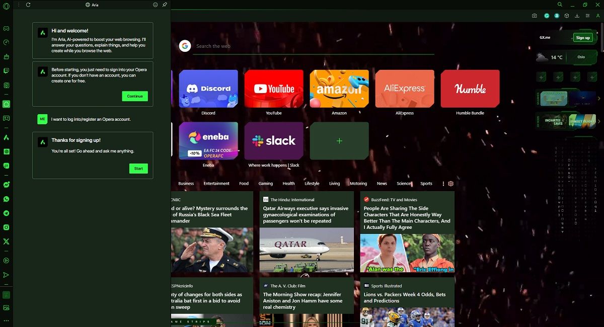 Кнопка запуска Aria