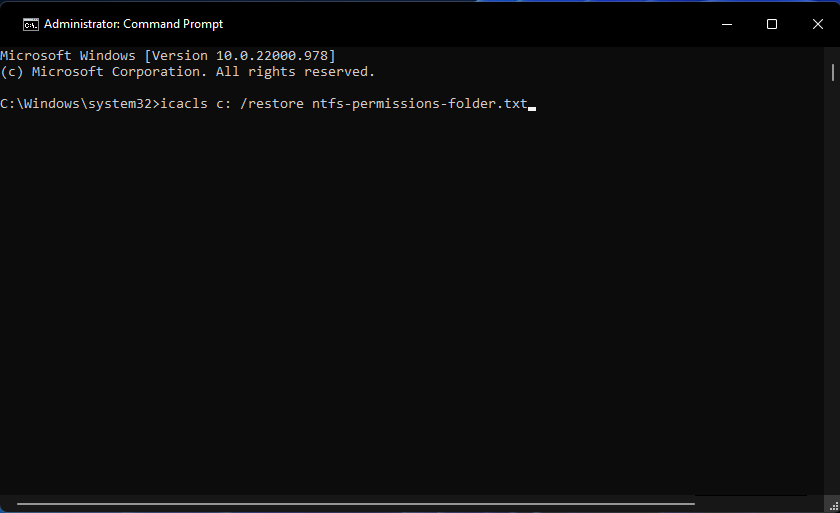 Команда восстановления icacls