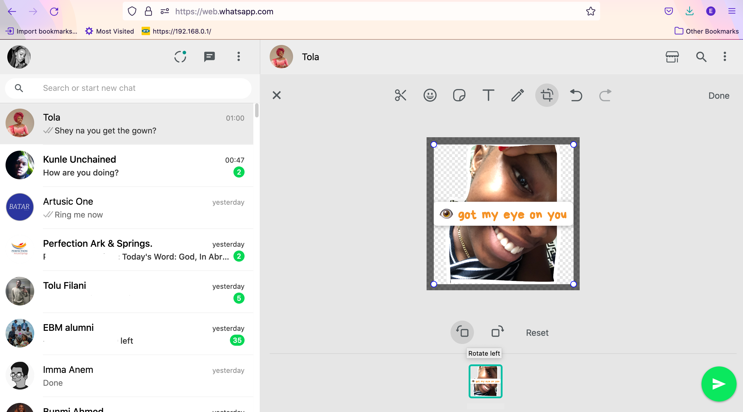 инструмент кадрирования и поворота в Sticker Maker