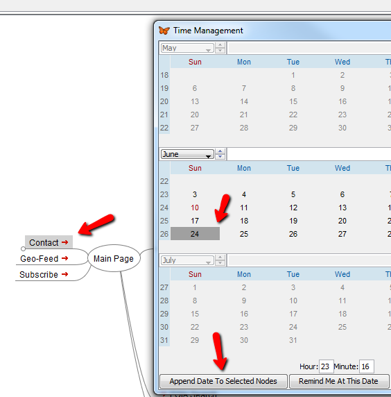 Календарь планирования времени в FreeMind (Time Management)