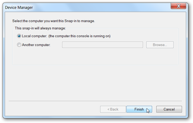 Выбор компьютера для снап-ина: локально или удалённо