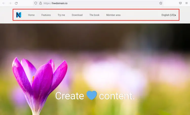 Neos: домашняя страница после установки