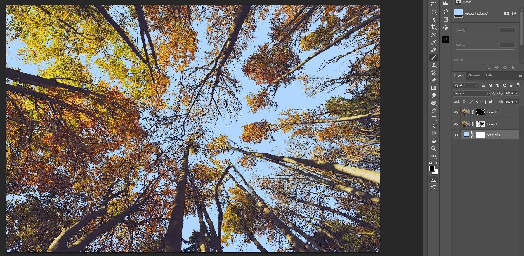 Изменение цвета неба через корректирующий слой