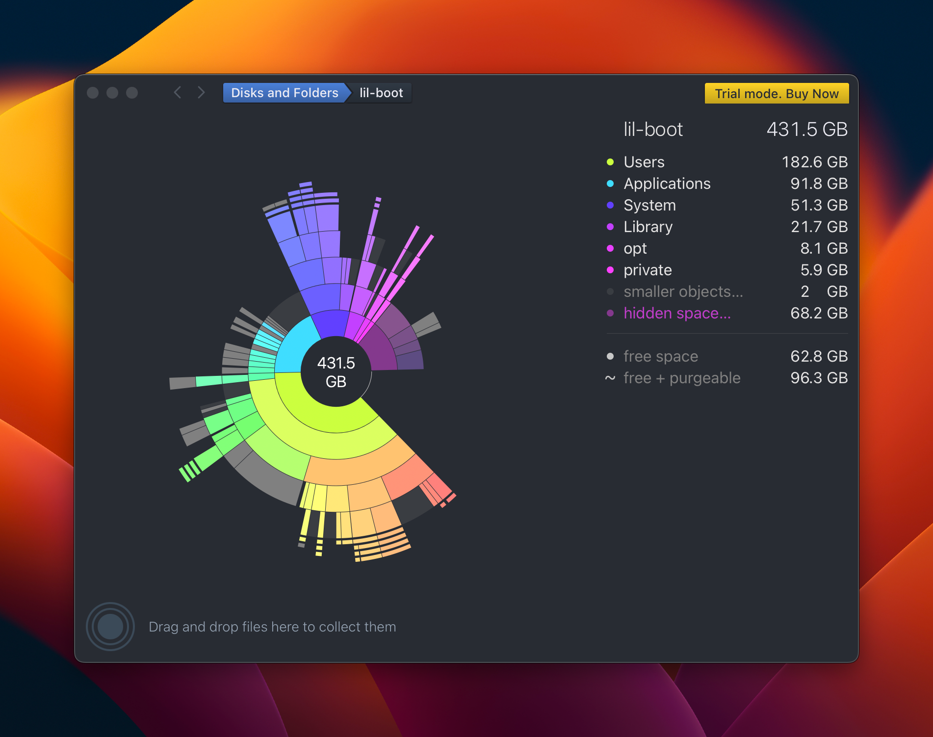 Использование DaisyDisk для анализа загрузочного диска Mac.