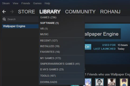 Wallpaper Engine в библиотеке Steam