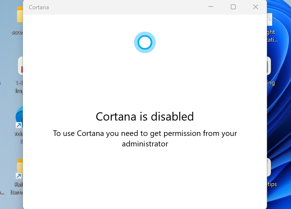 disabled cortana