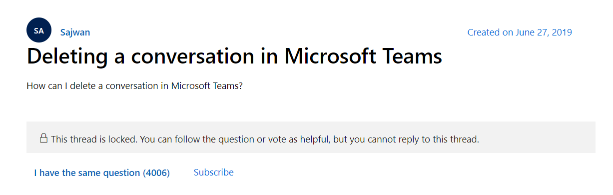 Suppression de conversations dans Microsoft Teams
