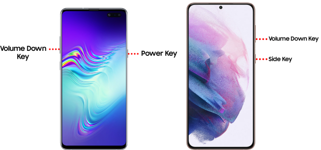 Кнопки перезагрузки на смартфоне Samsung