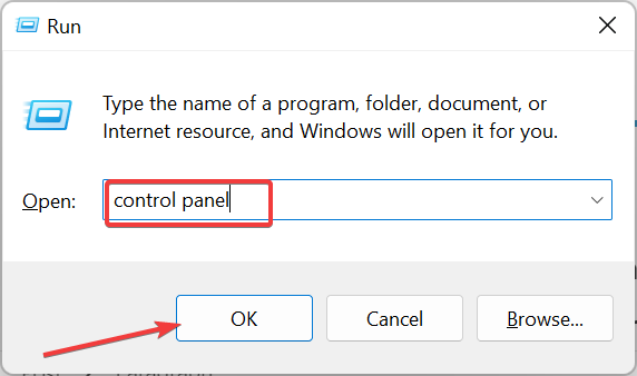 Диалог Выполнить (Win+R) с командой control