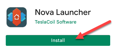 Установка Nova Launcher в Google Play Store.