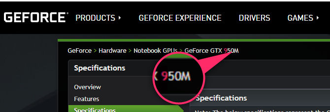 пример GPU модельного номера GTX 950M и объяснение значений цифр