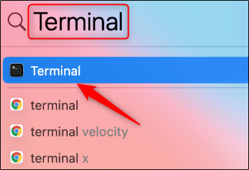 Terminal in spotlight search