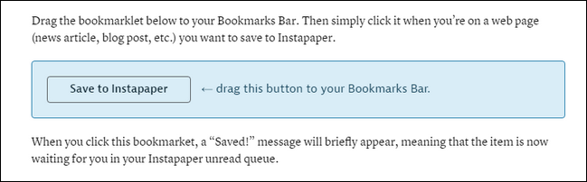 Кнопка сохранения в Instapaper