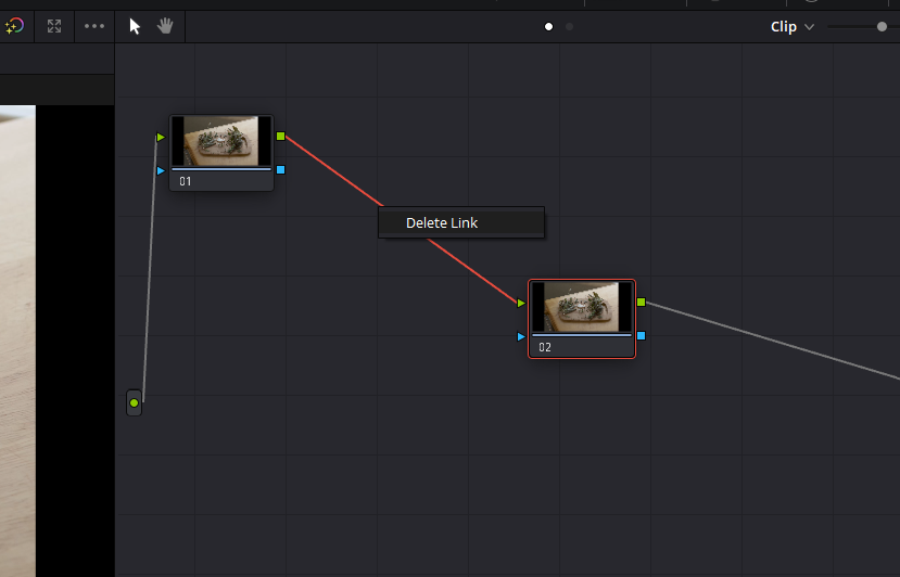 Deleting a link between Nodes in Resolve.