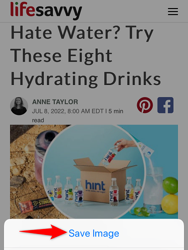 Меню с опцией Сохранить изображение.