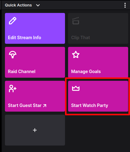 Хостинг Twitch Watch Party — интерфейс