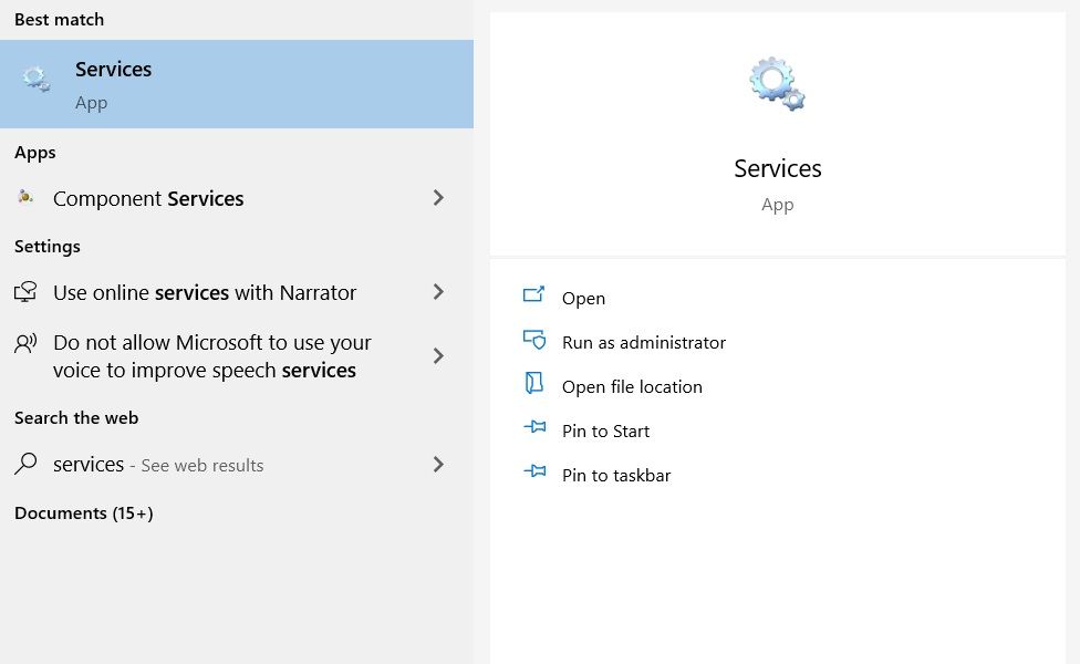 Список служб Windows в консоли Services, выделена служба Windows Update