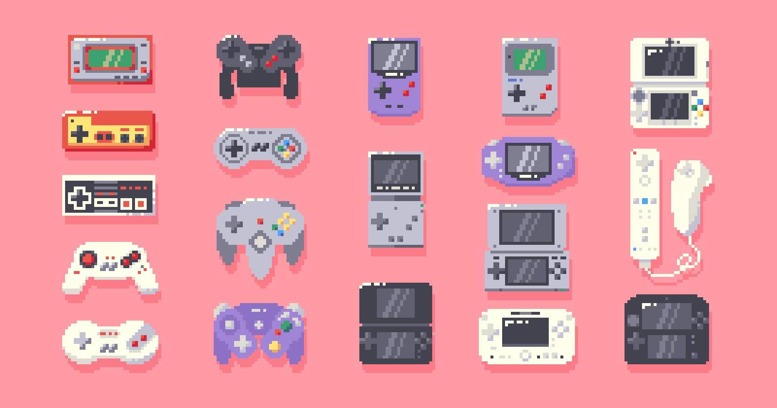 Фрагмент пиксель-арта с персонажем на ретро-фоне