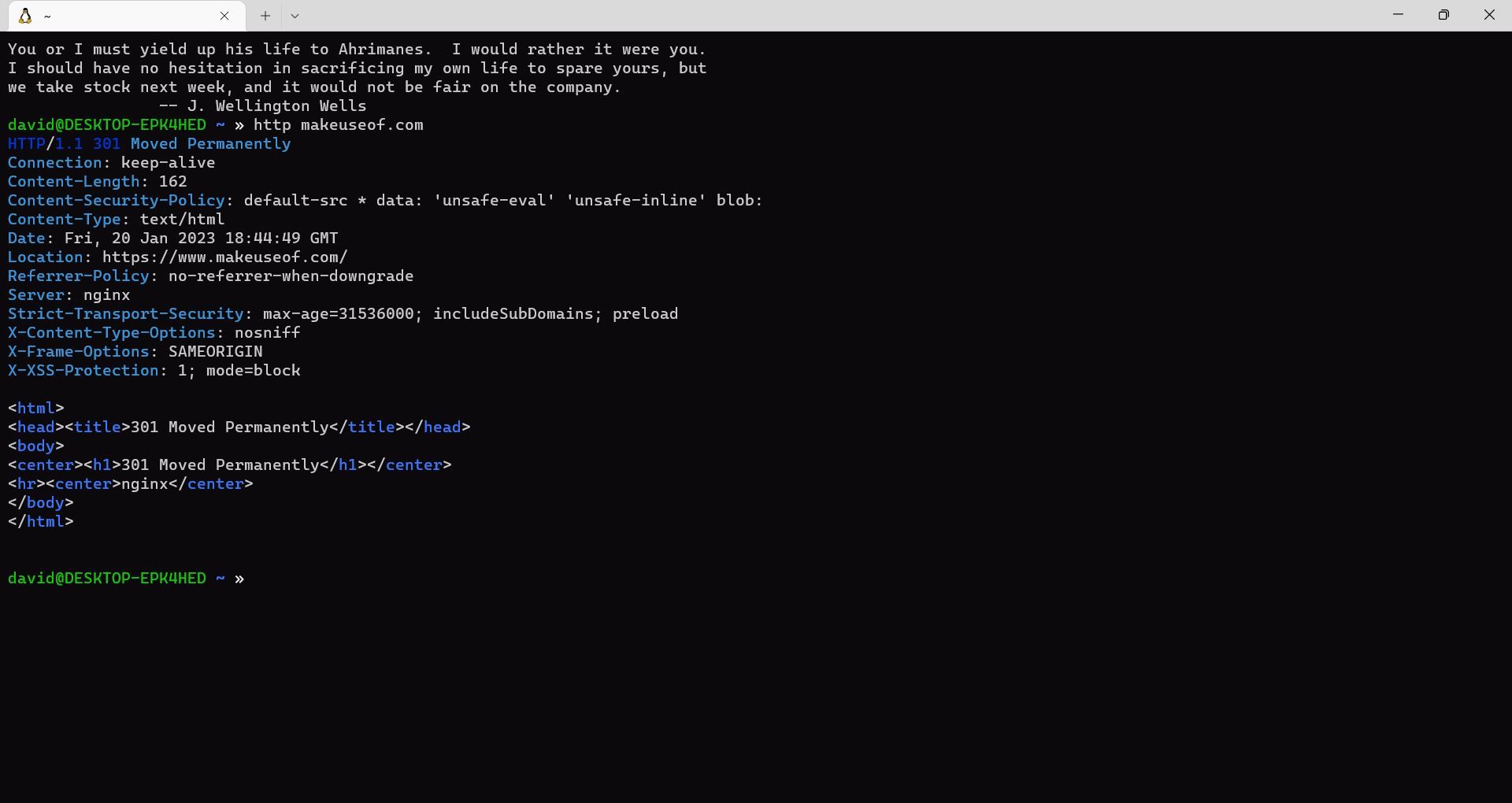 Вывод HTTPie в терминале (пример)