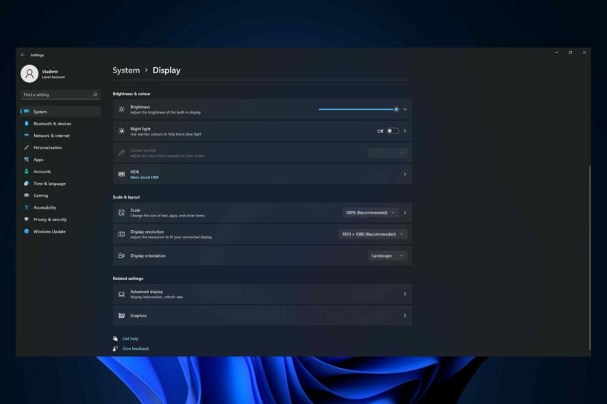 Не удаётся изменить разрешение экрана в Windows 11