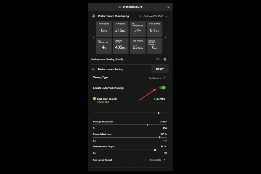 Activer le réglage automatique des GPU Nvidia