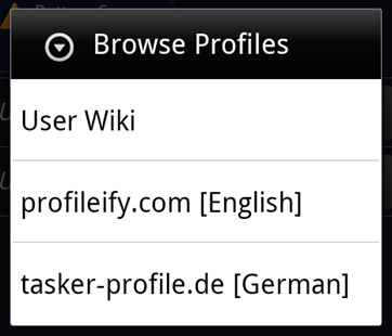 Список источников профилей в Tasker