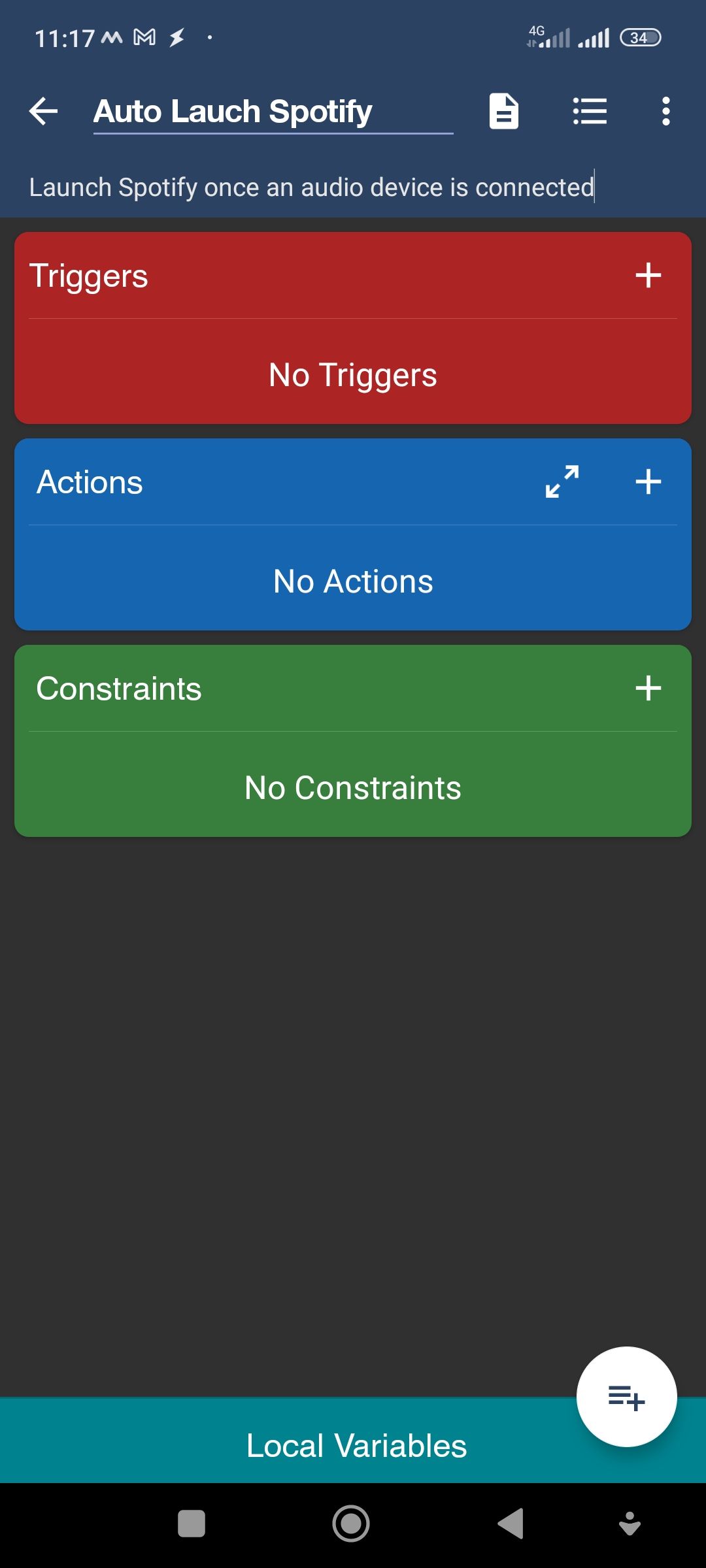 Macro editing screen on MacroDroid