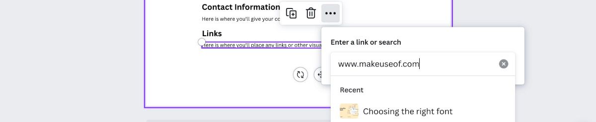 Adding a link to a Canva document