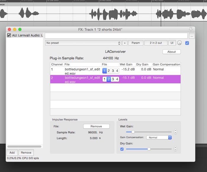 Интерфейс LAconvolver в DAW