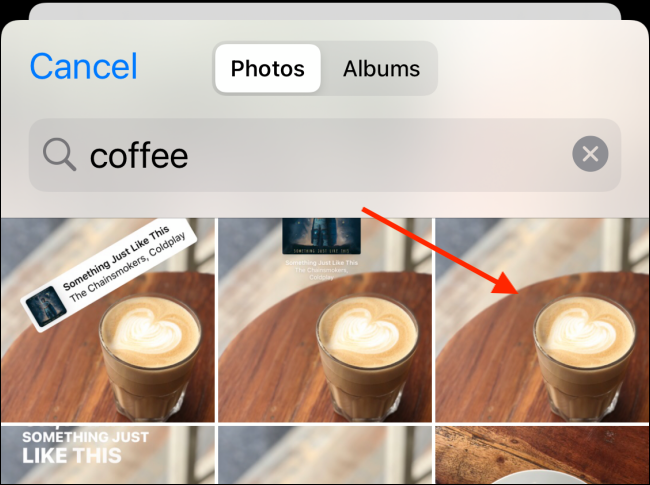 Выберите фото из библиотеки
