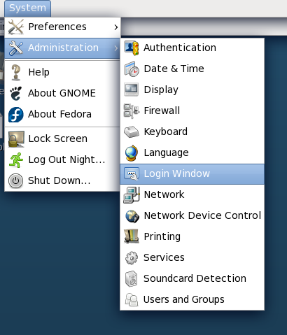 Как изменить экран входа в Fedora 8