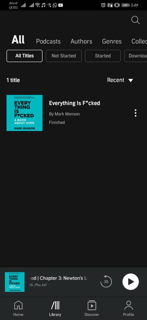 Интерфейс приложения для прослушивания аудиокниг