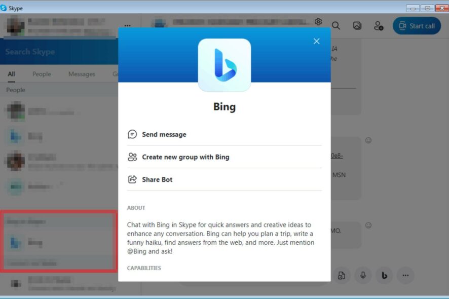 Удалить или отключить Bing в Skype
