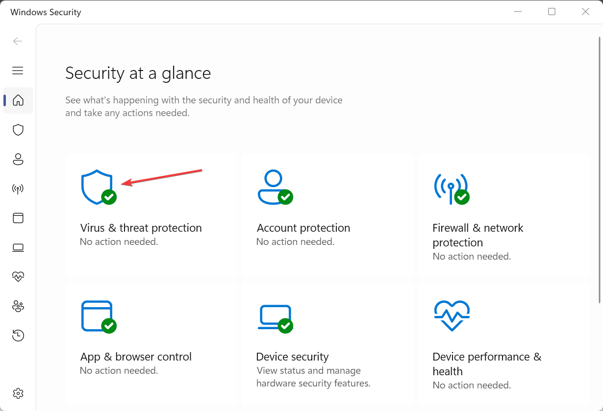 Параметры 'Защита от вирусов и угроз' в Windows Security