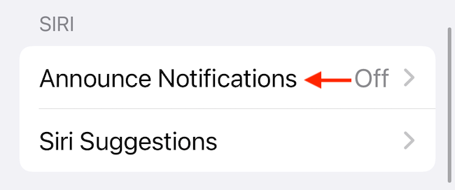 В секции Siri выберите Оповещать об уведомлениях